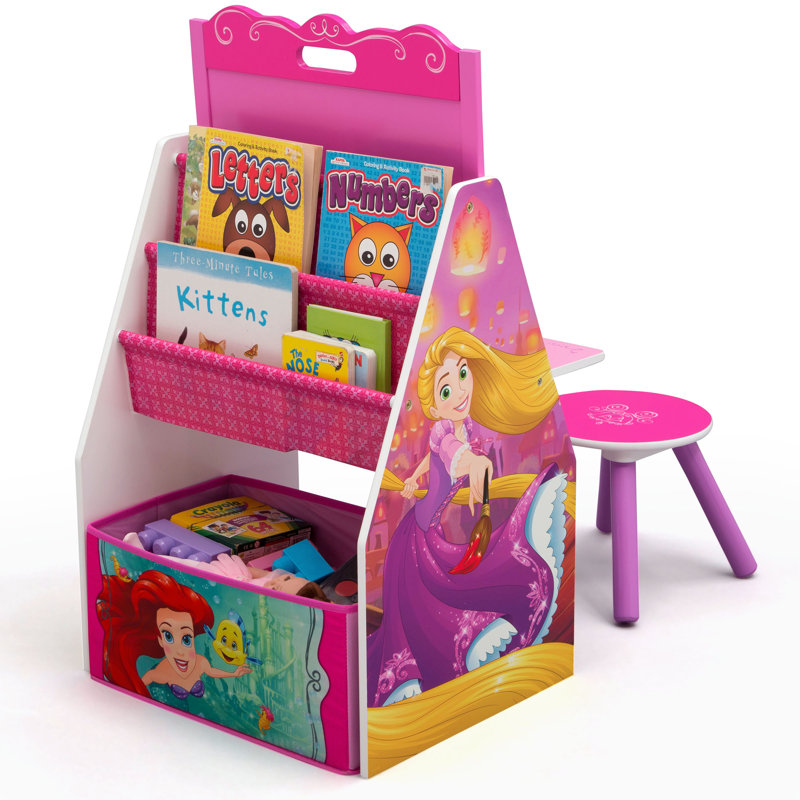 Delta Children Disney Princess Activity Center Easel Art Desk with Stool and Toy Organizer